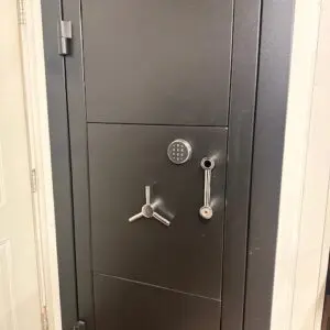 A door with a lock and handle on it